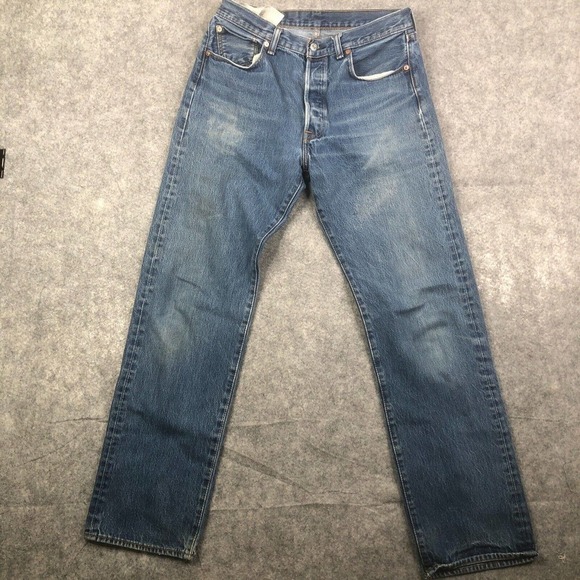 Levis 34 x 36 501 Original Button Fly Straight Classic Wash Denim 31x31 MEAS - Picture 1 of 13